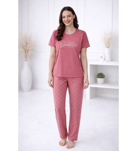 Kadın 2004-22 Kısa Kol Likralı Bambu Pijama Takımı