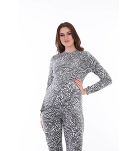 Zebra Desenli Hamile ve Lohusa Emzirmeye Uygun Yumoş Esnek Kumaş Alt Üst Takım (Gri)