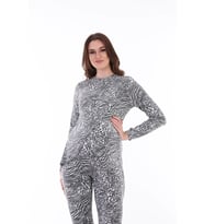 Zebra Desenli Hamile ve Lohusa Emzirmeye Uygun Yumoş Esnek Kumaş Alt Üst Takım (Gri)