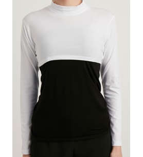 Uzun Kollu Balıkçı Yaka  Pamuk Yarım Body - Beyaz ( Small - Medium - Large )