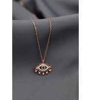 Papatya Silver 925 Ayar Gümüş Rose Kaplama Zirkon Taşlı Kirpik Göz Kolye