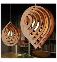 DecArtHuma Modern Tasarım Doğal Ahşap MDF 3D Lazer Kesim Rustik Salon Avize