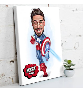 Super Hero Karikatürlü Kanvas Tablo
