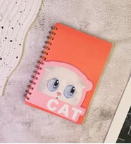 Sevimli Kedi Kapaklı Spiral Defter (Pembe)