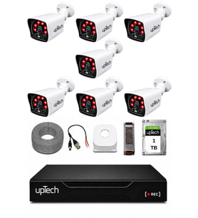 UPTECH 7 Kameralı Güvenlik Kamera Seti 2MP 1080P Full HD 6 Atom LED Gece Görüşlü 1 TB HDD 5525