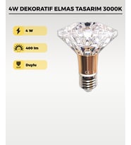 4W Dekoratif Kristal Diamond LED Ampul 3000K – Şeffaf Elmas Tasarım LED Ampul