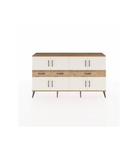 Arges Konsol 5 Raflı 3 Çekmeceli 8 Kapaklı 176x30x99 Çam-Aytaşı/Çam