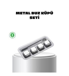 Mey İthalat® Paslanmaz Çelik Metal Buz Küpü Seti Sulandırmadan Soğutma ve Klips Dahil