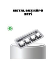 Mey İthalat® Paslanmaz Çelik Metal Buz Küpü Seti Sulandırmadan Soğutma ve Klips Dahil