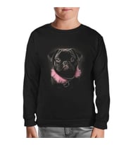 Dog Wearing Pink Fur Siyah Çocuk Sweatshirt