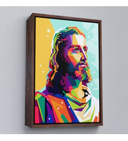 Çerçeveli Renkli İsa Mesih Duvar Tablosu, Jesus Christ (Kahverengi)