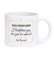 İsme Özel 2026 Hedeflerim Yazılı Kupa Bardak Yeni Yıl Hediye
