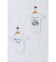 Pia Baby Premium %100 Pamuk İsme Özel Organik Baskılı İkili Set Çıtçıtlı Bebek Body Zıbın Modelleri 5089-17 (Ekru)