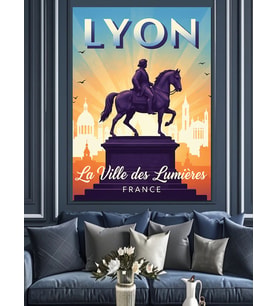 Lyon Fransa Şehir Posteri Dekoratif Kanvas - Mdf Ahşap Tablo