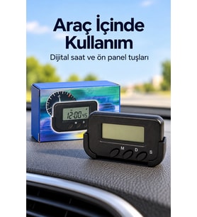Mey İthalat® Kronometreli Oto Saat Alarm ve Dijital Ekranlı