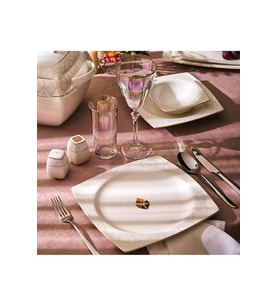 Yemek Takımı 60 Parça Fıne Bone Golden Leaf (Beyaz)