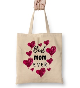 Anneler Günü Best Mom Ever Mom Gifts Bez Çanta Uzun Saplı