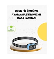 Üç Renkli LED Kafa Feneri 53 Mod Güç Göstergeli Type C Şarjlı