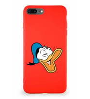 Apple iPhone 8 Plus Soft Premier Kapak Donald Duck-E Tasarımlı Silikon Kılıf - Kırmızı (Şeffaf)