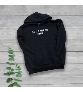 Lets Wear Göğüs Baskılı Unisex Oversize Siyah Sweatshirt