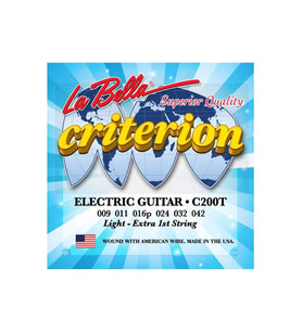 La Bella LB-C200T Elektro Gitar Teli (09-42)  Kristal Naylon Diskantlar Gümüş Sarım Baslar