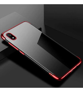 Xiaomi Redmi 7A Köşeleri Renkli Kamera Korumalı Şeffaf Kılıf (Kırmızı)