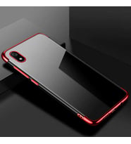 Xiaomi Redmi 7A Köşeleri Renkli Kamera Korumalı Şeffaf Kılıf (Kırmızı)