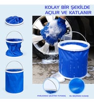 Protackle Katlanabilir Araç Yıkama Kovası 9 lt Mavi