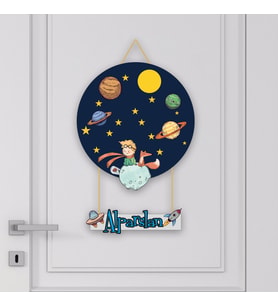 Mıknatıs Garage İsme Özel Bebek Odası Ahşap Kapı Süsü Uzay MS-1