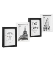 Çoklu Fotoğraf Çerçevesi MDF Ahşap Modern Kolaj Çerçeve Fotoğraf Tutucu 4 Fotoğraf 10x15cm (Siyah Beyaz)