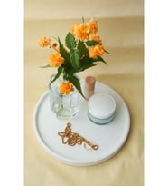 Dekoratif 24 Cm Yuvarlak Mum, Saksı Ve Takı Tabağı, Mumluk, Organizer Tabak, Kase, Tepsi (Düz Beyaz)