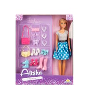 Alisha Ayakkabı ve Çantalı Bebek Oyun Seti – 29 cm Moda Bebeği ve 12 Parça Şık Aksesuar (Çok Renkli)
