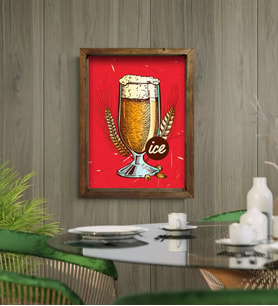 BK Gift Cafe & Bar & Restaurant Konseptli Doğal Masif Ahşap Çerçeveli Tablo-34