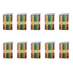 Renkli Dil Çubuğu Ahşap Maket Çubukları 2 x 15 Cm. - 48 Adetlik 10 Paket - 480 Adet