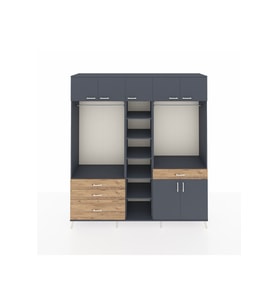 Hyperion Dolap 11 Raflı 4 Çekmeceli 2 Askılı 220x44x243 Antrasit-Antrasit/Çam