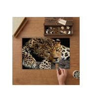 Leopar - Vahşi Hayvan Tasarımı 240 parça Ahşap Puzzle Ahşap Kutuda MP01300