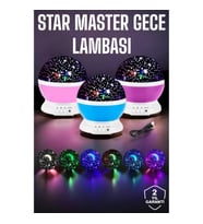 Yıldız Ay ve Gezegen Projeksiyon Gece Lambası – Döner Başlıklı Mavi Mor LED