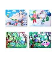 4 Set - 96 Parça Tox Kış ve Baykuş 5+ Keçe Yapboz - 5 Yaş Puzzle T014 T017