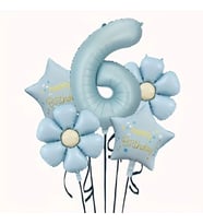 Mavi Happy Birthday 6 Yaş Folyo Balon Set