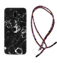 Samsung J6 Plus J7 Prime J7 Pro M20 Kılıf Boyun Asklı Rasta Silikon Black Hole Marble 1387