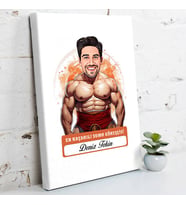 Kişiye Özel Hediye Karikatürlü Erkek Sumo Güreşçisi Kanvas Tablo