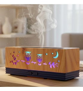 Baykuş Desenli Işıklı Mini Masaüstü Aroma Difüzör – USB ile Çalışan Buhar Nemlendirici ve Gece Lambası (Karışık)