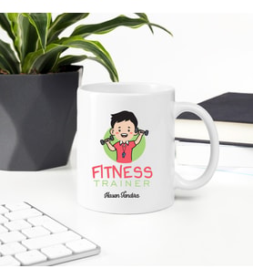 Fitness Eğitmenine Hediye İsme Özel Kupa (Beyaz)