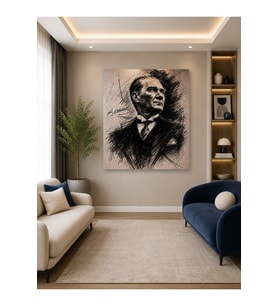 Tam Renk Atatürk Dekoratif Kanvas Duvar Tablosu