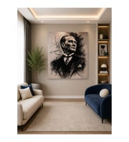 Tam Renk Atatürk Dekoratif Kanvas Duvar Tablosu