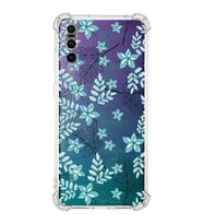Huawei P20 Pro  Köşe Korumalı Antişok Kapak Floral Su Yeşili Tasarımlı Şeffaf  Kılıf