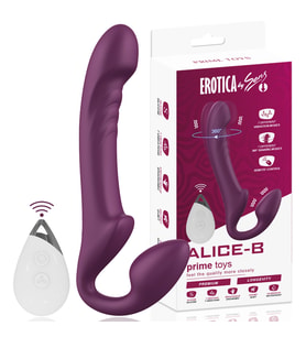 PRIME TOYS Alice Şarjlı Uzaktan Kumandalı Rotasyon Hareketli Çift Taraflı Strapless Strapon Vibratör