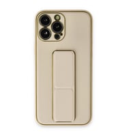 Apple İphone 13 Pro Kılıf Coco Deri Standlı Kapak - Gold