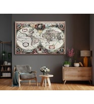 Miyrem Exclusive Serie" Nova Totivs Terrarvm Orbis Geographica Ac Hydrographica Tabvla Kanvas Tablo