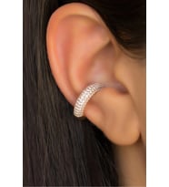 Kadın Rose Zirkon Taşlı Kıkırdak Earcuff Gümüş Küpe Dgn20936 (Rose)